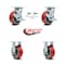 Service Caster 5 Inch Red Poly on Cast Iron Caster Set with Roller Bearings 2 Brakes 2 Rigid SCC-30CS520-PUR-RS-TLB-2-R520-2 - alternate 5